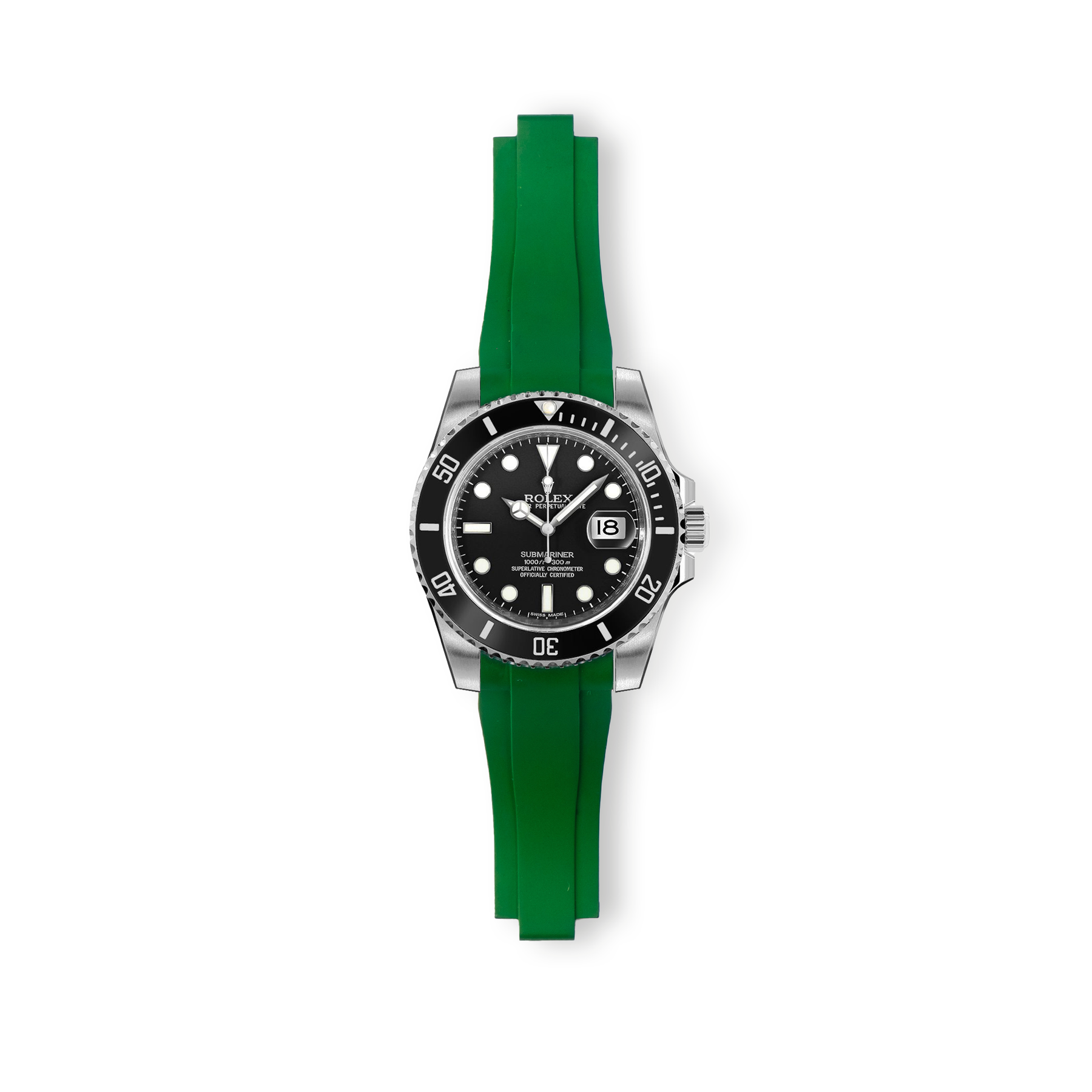 RUBBER STRAP FOR ROLEX SUBMARINER - FOREST GREEN